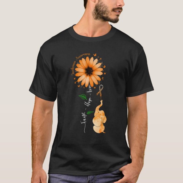 Faith Hope Fight Love Leukemia Awareness Orange Ri T Shirt (Framsida)