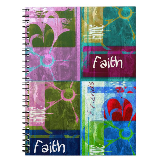 Faith, Hope, Friends Journal Anteckningsbok Med Spiral (Framsidan)