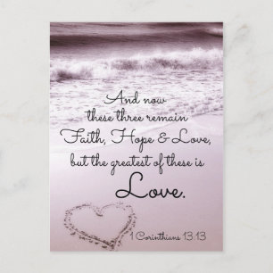 Faith Hope Kärlek, 1 Corinthians 13:13, Ocean Beac Vykort