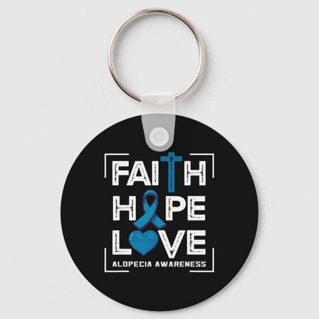 Faith Hope Kärlek Alopecia Awareness 1 Nyckelring (Framsida)