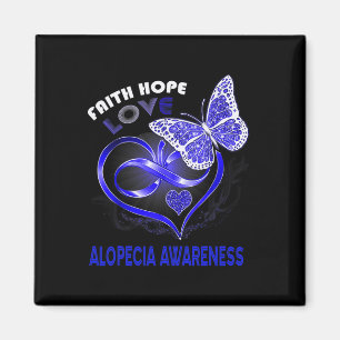 Faith Hope Kärlek Alopecia Awareness Heart Butterf Magnet