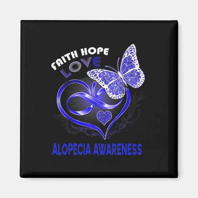 Faith Hope Kärlek Alopecia Awareness Heart Butterf Magnet (Framsidan)