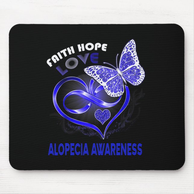 Faith Hope Kärlek Alopecia Awareness Heart Butterf Musmatta (Framsidan)