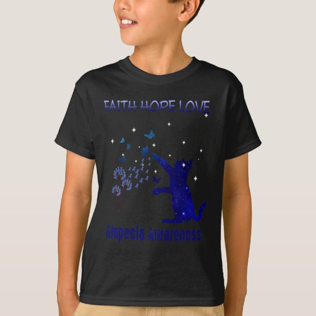 Faith Hope Kärlek Alopecia Awareness T Shirt (Framsida)