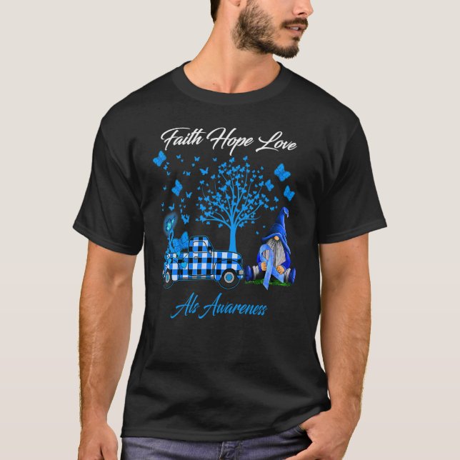 Faith Hope Kärlek Als Awareness Gnome Play T Shirt (Framsida)