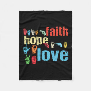 Faith Hope Kärlek American Sign Language Christian Fleecefilt