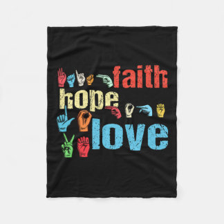 Faith Hope Kärlek American Sign Language Christian Fleecefilt