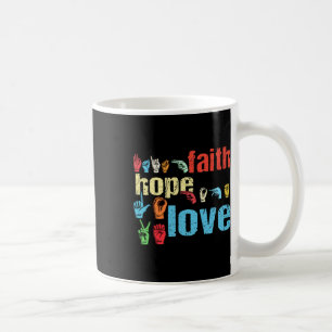 Faith Hope Kärlek American Sign Language Christian Kaffemugg