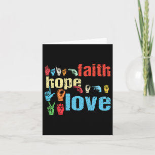 Faith Hope Kärlek American Sign Language Christian Kort