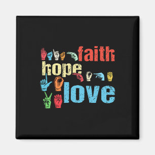 Faith Hope Kärlek American Sign Language Christian Magnet
