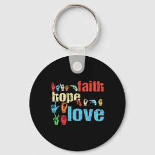 Faith Hope Kärlek American Sign Language Christian Nyckelring