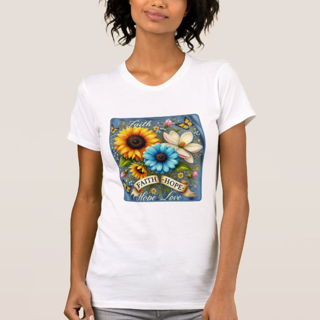 Faith, Hope & Kärlek - American WildblomEdition T Shirt (Framsida)
