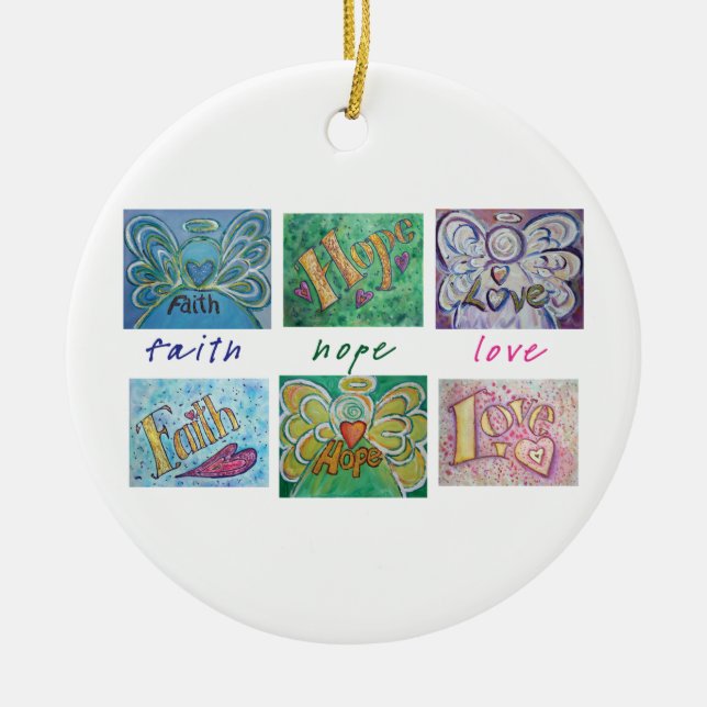 Faith Hope Kärlek Angel Art Collage Ornament Penda (Framsidan)