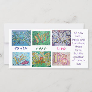 Faith Hope Kärlek Angel Ord Art Collage Photo Card