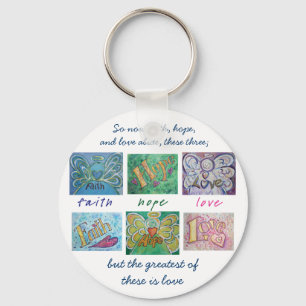 Faith Hope Kärlek Angel Ord Collage Keychain Nyckelring