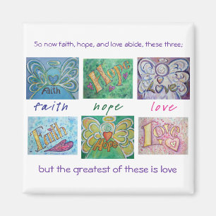 Faith Hope Kärlek Angel Ord Collage Magnet