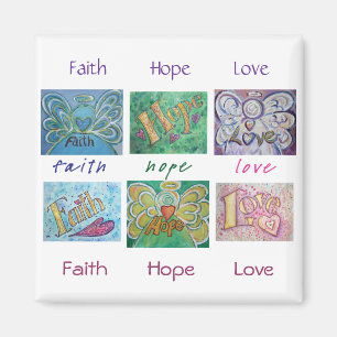 Faith Hope Kärlek Angel Ord Collage Magnet