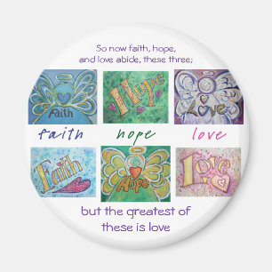 Faith Hope Kärlek Angel Ord Collage Magnet