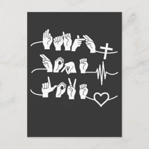 Faith Hope Kärlek ASL American Sign Language Vykort