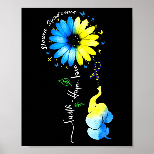 Faith Hope Kärlek Awareness Down's Syndrome the Bl Poster (Framsidan)