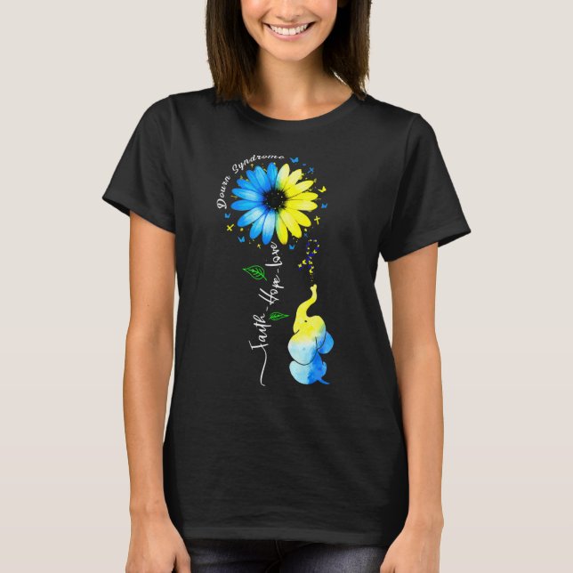 Faith Hope Kärlek Awareness Down's Syndrome the Bl T Shirt (Framsida)