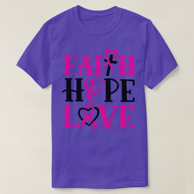 Faith Hope Kärlek Awareness Kor Rosa Ribbon Women T Shirt (Design framsida)