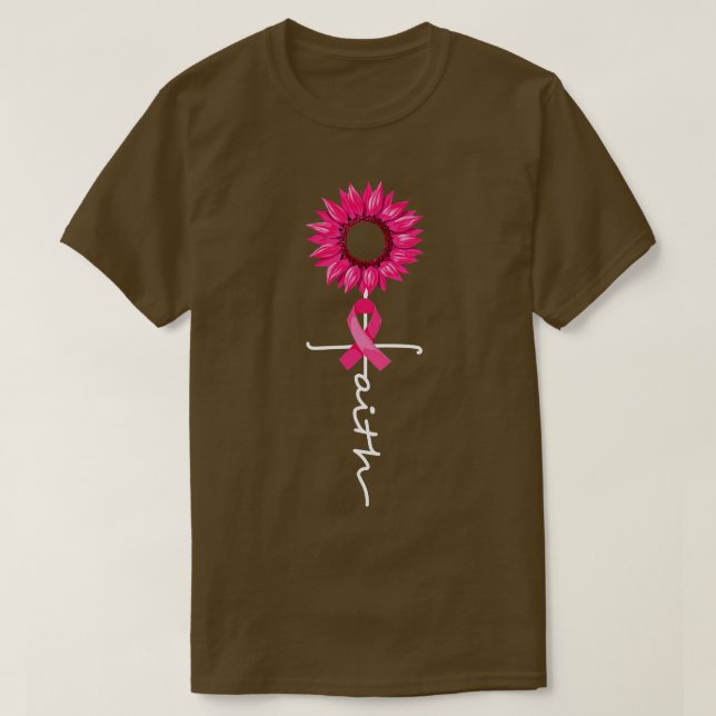 Faith Hope Kärlek Awareness Solros Rosa Ribbon Wo T Shirt (Design framsida)
