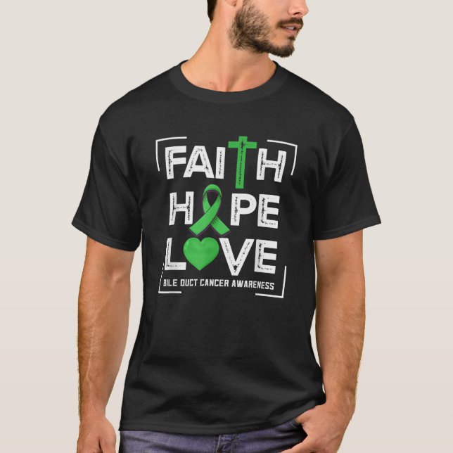 Faith Hope Kärlek Bile Duct Cancer Awareness T Shi Shirt (Framsida)