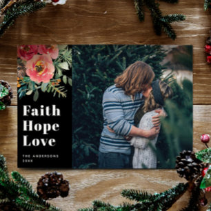 Faith Hope Kärlek Black Religiösa Photo jul Julkort