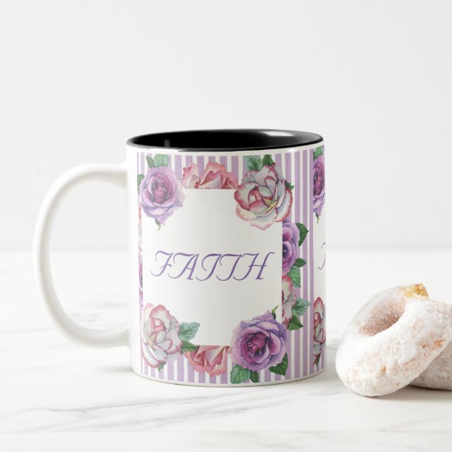 Faith Hope Kärlek Blommigt Mugg (Med munk)