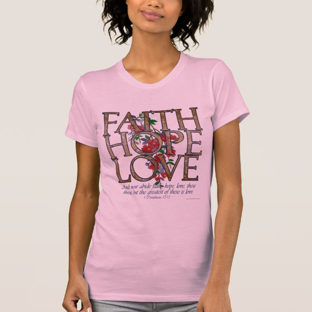 Faith Hope Kärlek Blommigt Women's T-Shirt (Framsida)