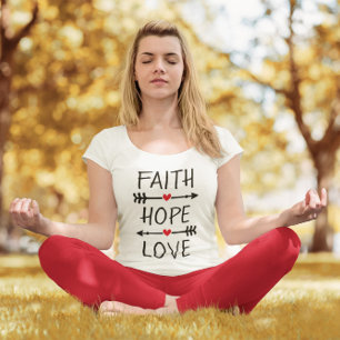 Faith Hope Kärlek Boho Christian Arrow Red Heart T Shirt