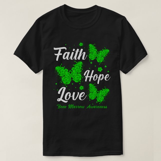 Faith Hope Kärlek Bone Marrow Awareness Butterfly T Shirt (Design framsida)