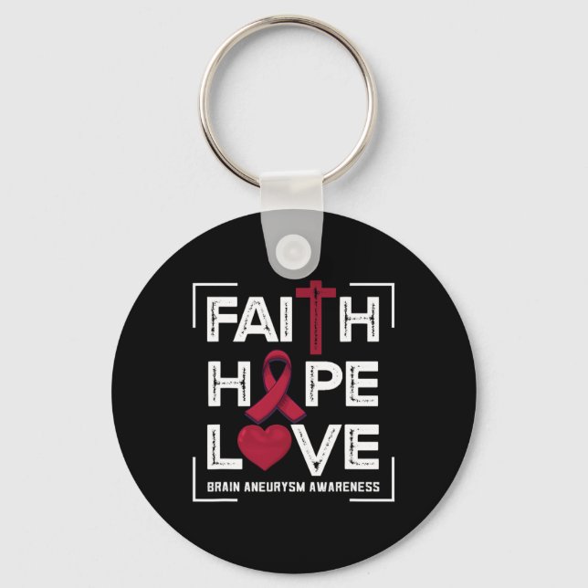 Faith Hope Kärlek Brain Aneurysm Awareness 1 Nyckelring (Framsida)