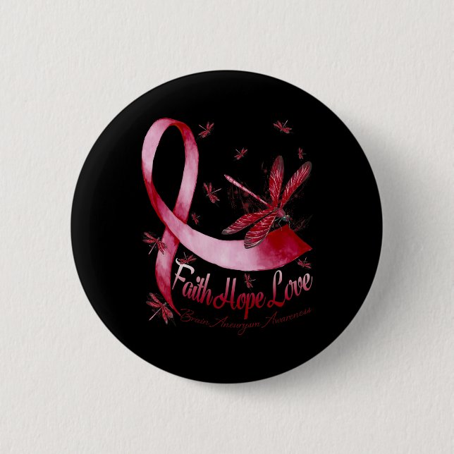 Faith Hope Kärlek Brain Aneurysm Awareness Dragonf Knapp (Framsida)