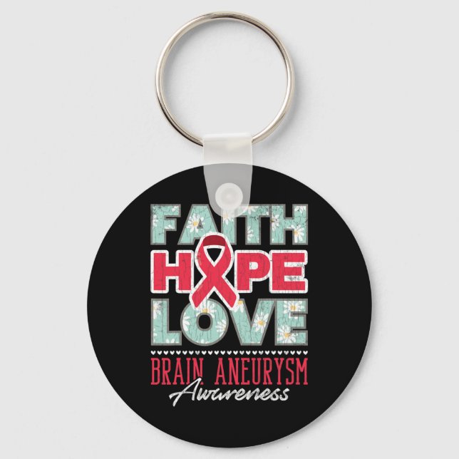 Faith Hope Kärlek Brain Aneurysm Awareness Support Nyckelring (Framsida)