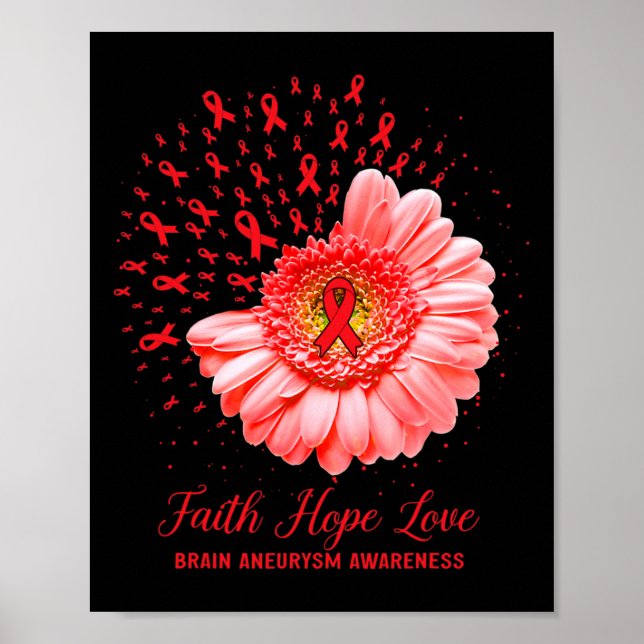 Faith Hope Kärlek Brain Aneurysm Awareness Survivo Poster (Framsidan)