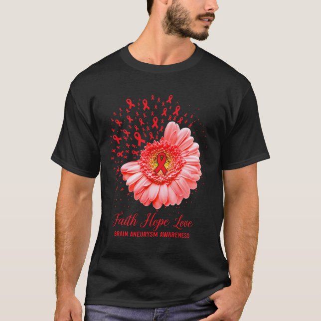 Faith Hope Kärlek Brain Aneurysm Awareness Survivo T Shirt (Framsida)