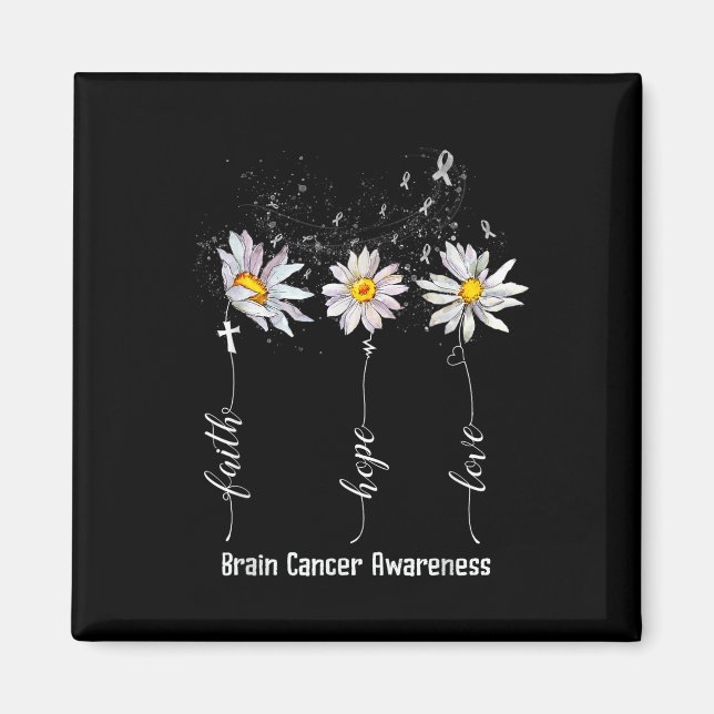 Faith Hope Kärlek Brain Cancer Awareness Shirt Flo Magnet (Framsidan)