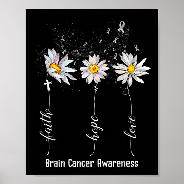 Faith Hope Kärlek Brain Cancer Awareness Shirt Flo Poster (Framsidan)