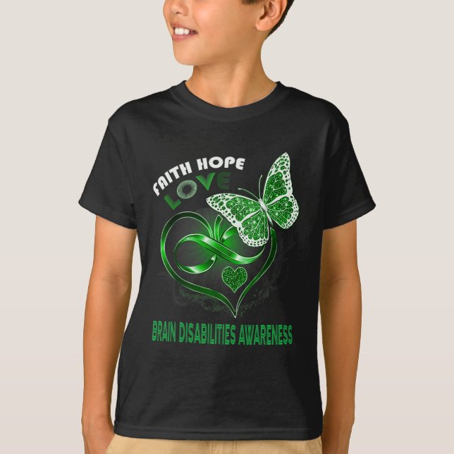 Faith Hope Kärlek Brain Disabilities Awareness Hea T Shirt (Framsida)