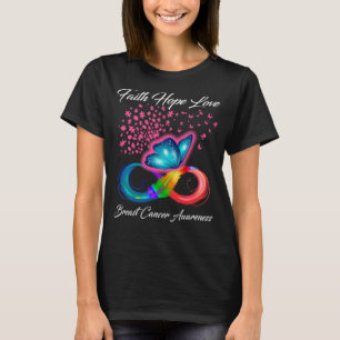 Faith Hope Kärlek Breast Cancer Awareness Butterfl T Shirt