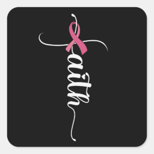 Faith Hope Kärlek Breast Cancer Awareness Christia Fyrkantigt Klistermärke