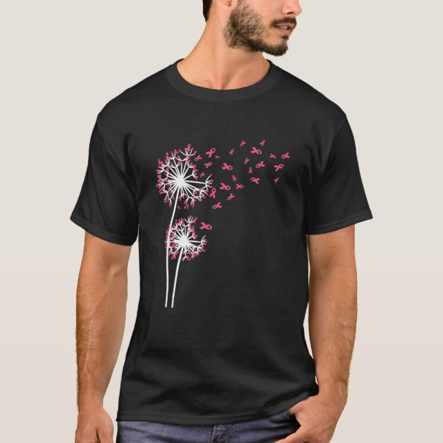 Faith Hope Kärlek Breast Cancer Awareness Dandelio T Shirt (Framsida)