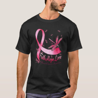 Faith Hope Kärlek Breast Cancer Awareness Dragonfl T Shirt