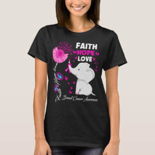 Faith Hope Kärlek Breast Cancer Awareness elephant T Shirt