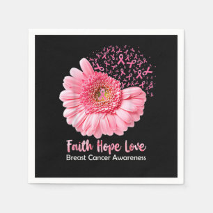 Faith Hope Kärlek Breast Cancer Awareness Flower P Pappersservett
