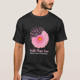 Faith Hope Kärlek Breast Cancer Awareness Flower P T Shirt