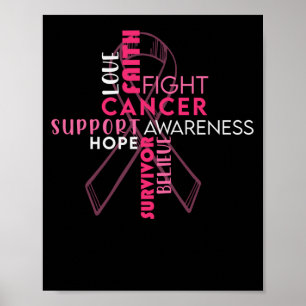 Faith Hope Kärlek Breast Cancer Awareness Poster