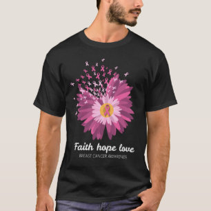 Faith Hope Kärlek Breast Cancer Awareness T Shirt